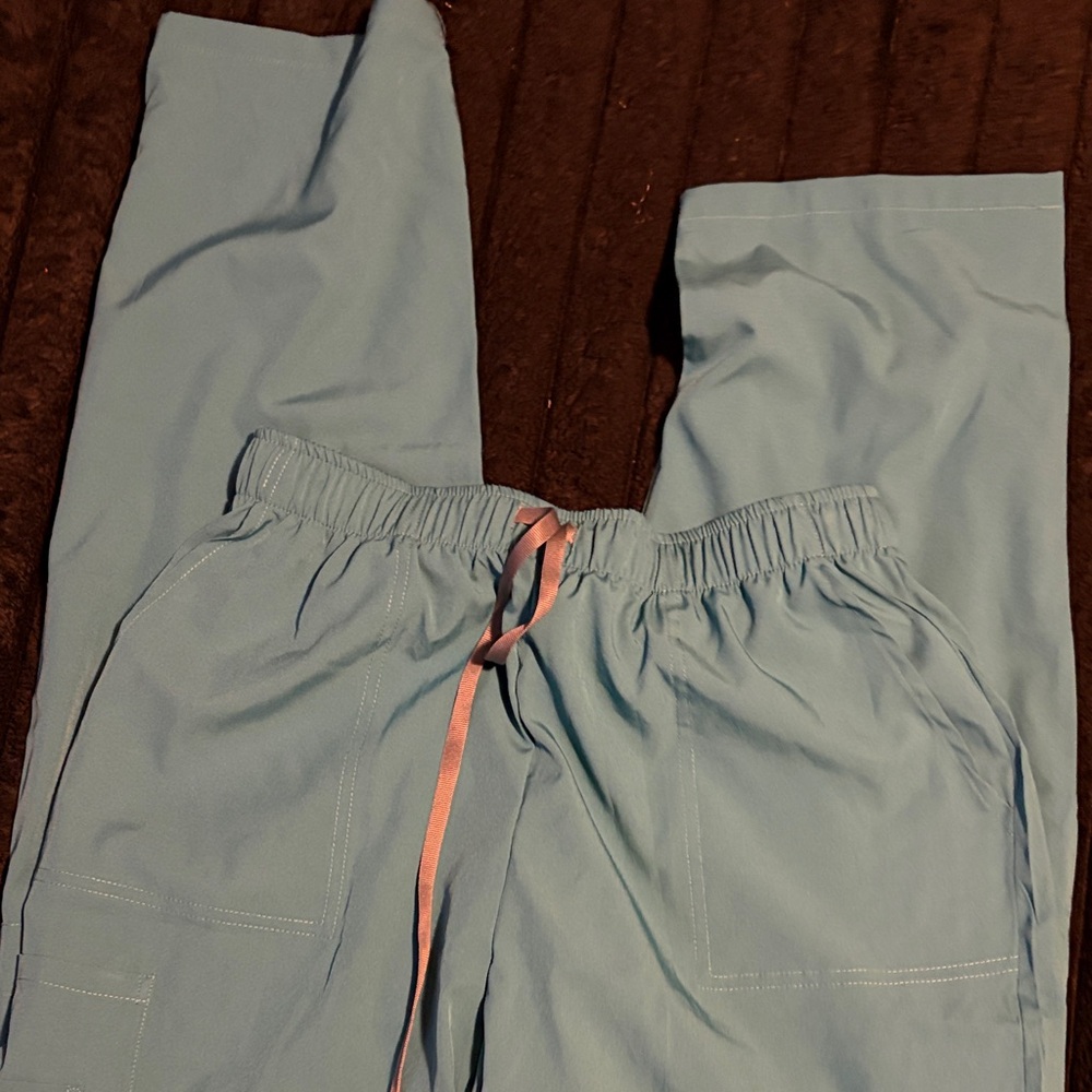 Light Blue Pants with Pink Drawstring